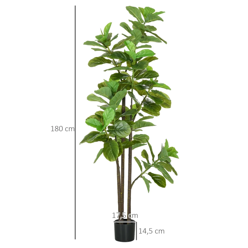 HOMCOM Conjunto de 2 plantas artificiales Figuier à feuilles de violon Ficus Lyrata altura 180 cm con Maceta