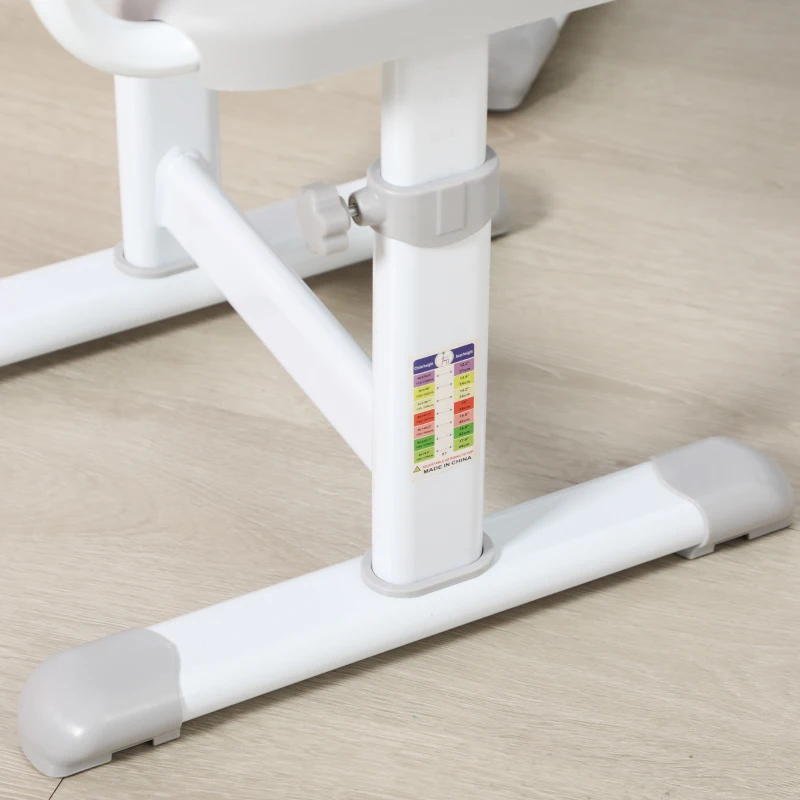HOMCOM Conjunto de escritorio infantil con silla en acero ajustable en altura, bandeja deslizante, escritorio inclinable 45°