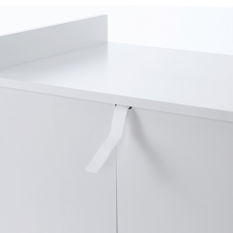 HOMCOM Carrito de servicio de cocina con ruedas cajón armario 2 puertas estante paneles de partículas Blanco aspecto chêne claro