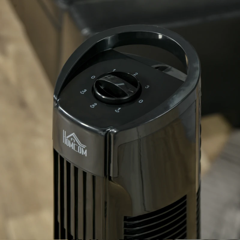 HOMCOM Ventilador de torre moderno 3 velocidades con 70° de oscilación asa potencia 50W 20x78,5 cm Negro