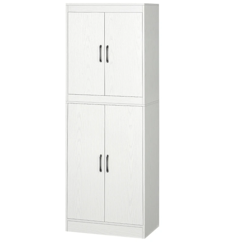 HOMCOM Armário de Cozinha Móvel Auxiliar de Cozinha com 4 Portas e 5 Prateleiras Estilo Moderno Anti-Tombo 60x36x168cm Branco