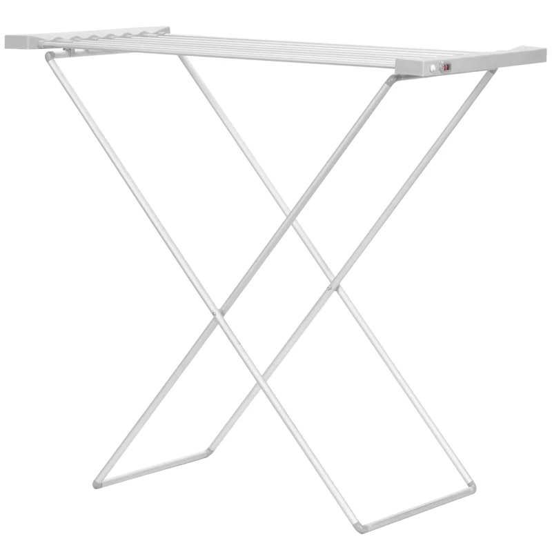 HOMCOM Estendal Elétrico Dobrável 120W Estendal Elétrico de Roupa com Estrutura de Liga de Alumínio 94x50x90cm Prata