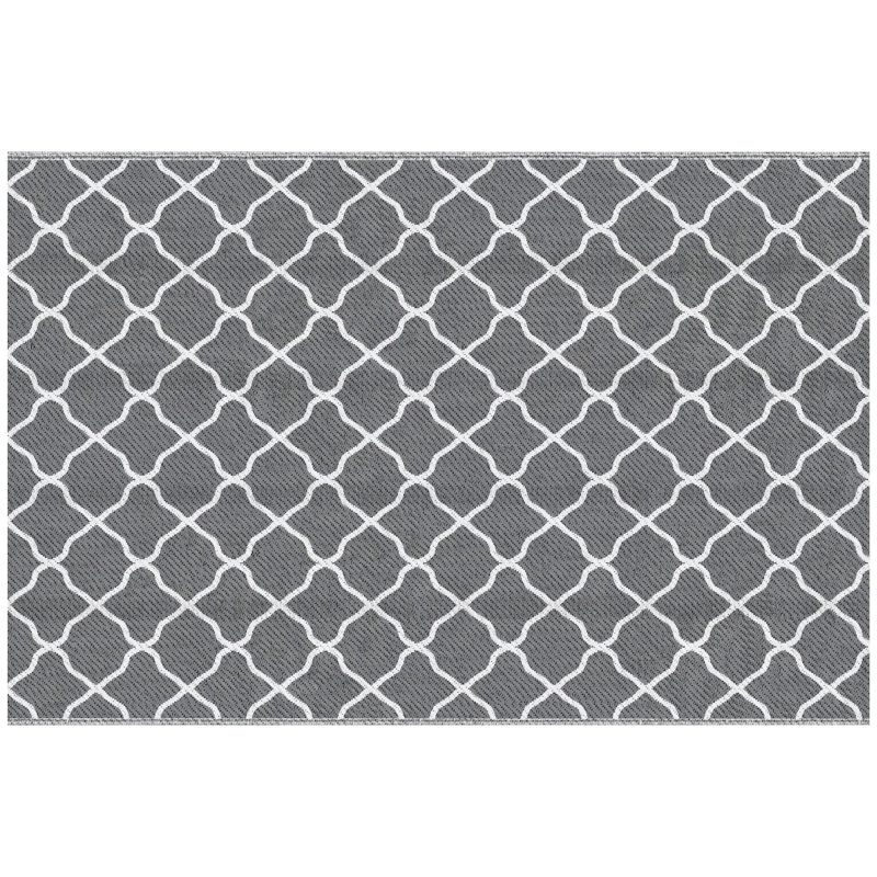 Outsunny Tapete de Exterior Moderno Reversível e Impermeável para Varanda Campismo Praia 182x274cm Cinza e Branco