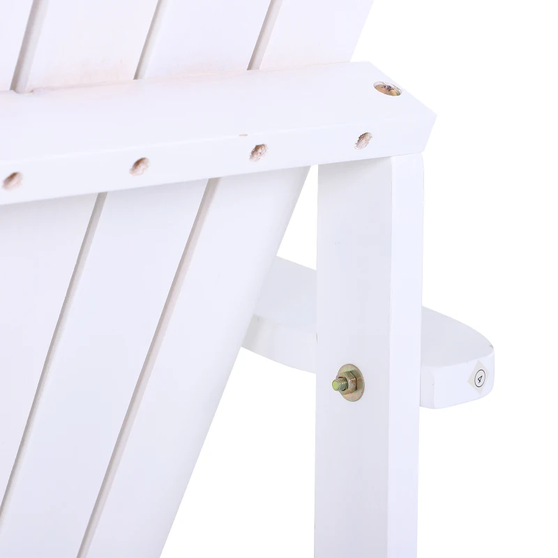 Outsunny Sedia da Giardino Adirondack in Legno Bianco, Con Porta Bicchieri, Impermeabile e Anti-Muffa, 97x72.5x93cm