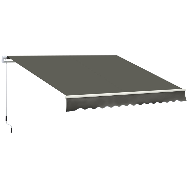 Outsunny Toldo Manual Retrátil 350x250 cm para Varanda com Manivela de Metal Impermeável e Anti-UV para Jardim Terraço Janelas Cinza