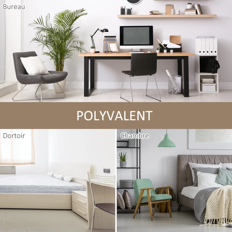 HOMCOM Table d'ordinateur table de salle à manger 120L x 60l x 76H cm chêne et Blanc Multifonction Grand Plateau Cadre Robuste en métal