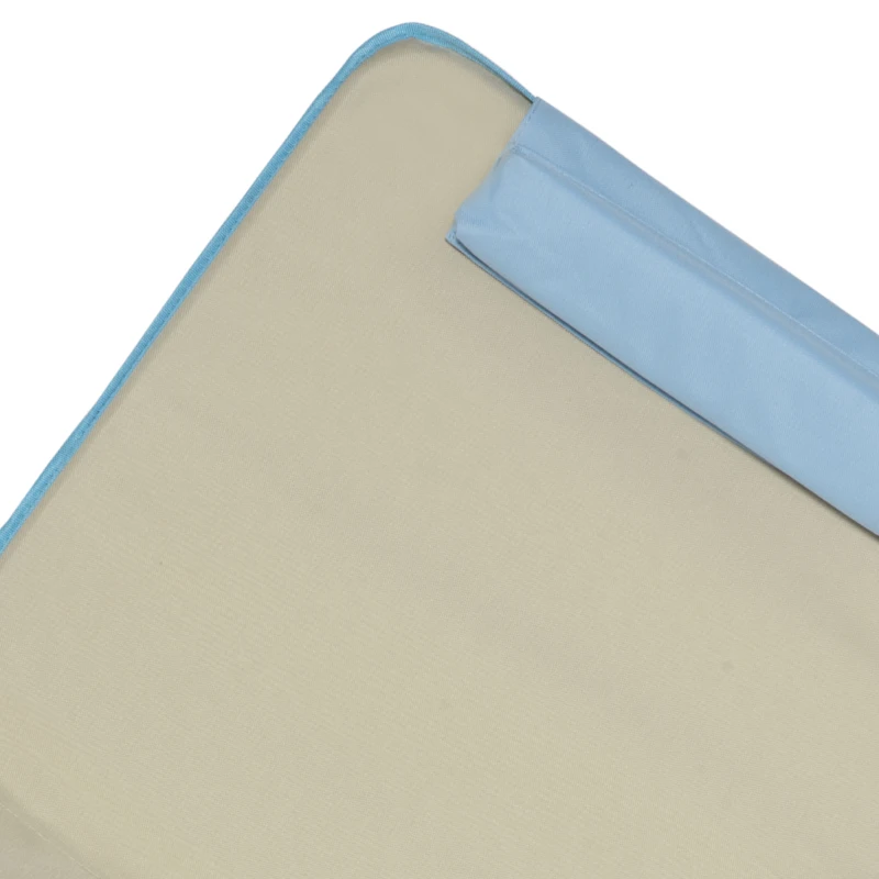 Outsunny Conjunto de 2 Esteiras de Praia Dobráveis 124x53x50cm com Encosto Ajustável e Apoio para a Cabeça Esteira de Praia Tecido Oxford Aço com Bolsa de Transporte Bege e Azul