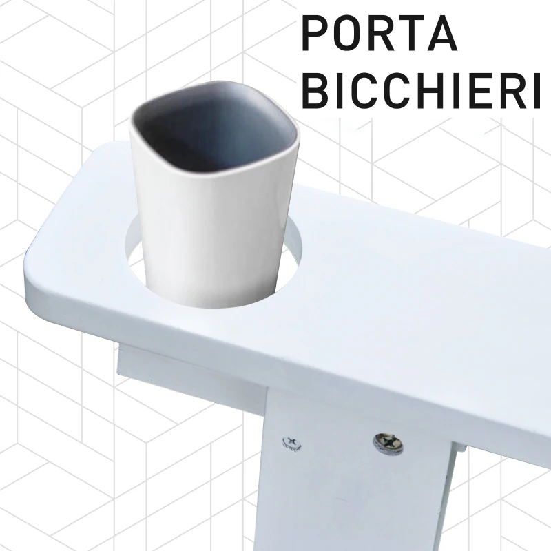 Outsunny Sedia da Giardino Adirondack in Legno Bianco, Con Porta Bicchieri, Impermeabile e Anti-Muffa, 97x72.5x93cm