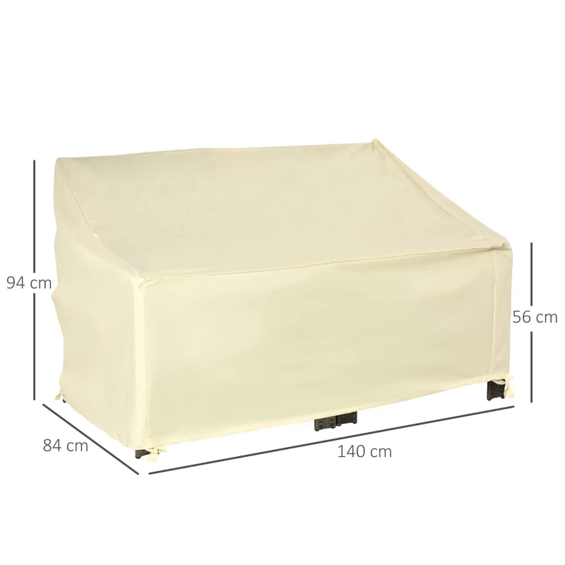 Outsunny Capa Protetora para Banco 2 Lugares Capa Protetora de Móveis Impermeável Exterior Jardim Proteção contra Chuva e Sol 140x84x56/94cm Creme