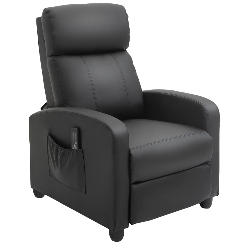 HOMCOM Poltrona de Massagem Reclinável com 2 Zonas de Massagem 8 Programas e 5 Níveis de Intensidade 68x88x98 cm Preto