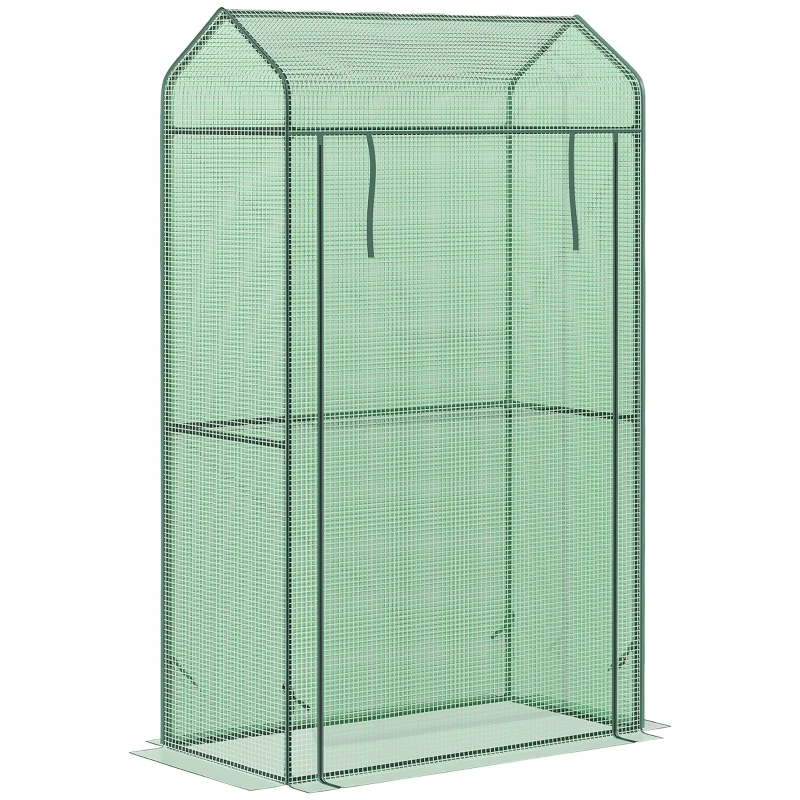 Outsunny Estufa de Jardim com Porta Enrolável Cobertura de PE e Estrutura de Metal para Cultivos de Plantas Verduras varanda Pátio Exterior 100x51x170cm Verde