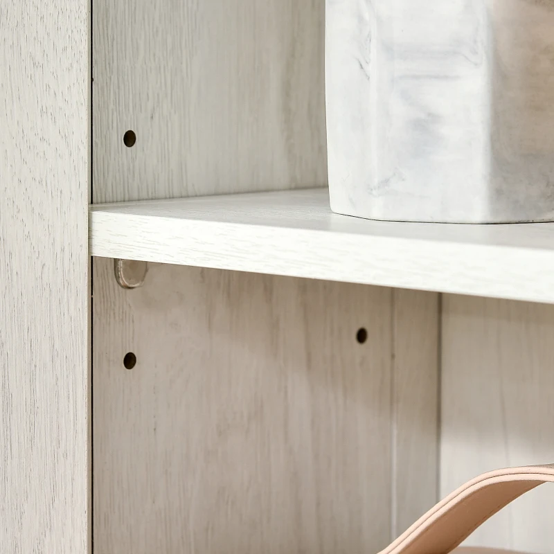 kleankin Armário Casa de Banho de Parede com 2 Portas de Vidro e Prateleira Móvel Suspenso de Casa de Banho 60x19,5x54cm Branco