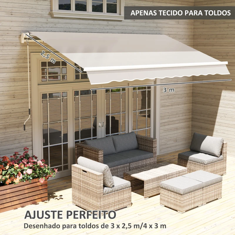 Outsunny Tecido de Substituição para Toldo 2,8x2,5 m Tecido de Reposição com Proteção UV 50+ Impermeável  Creme