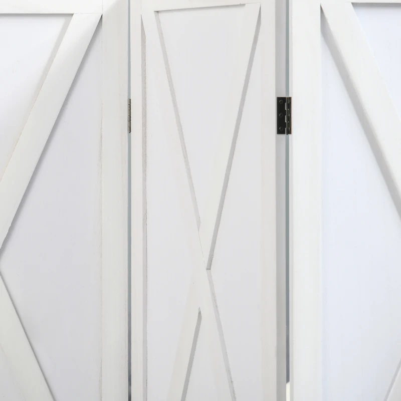 HOMCOM Biombo de 4 Paineis Separador de Ambientes Dobrável 182x170cm Divisória para Espaços de Madeira Decoração Elegante para Dormitório Sala de Estar Branco