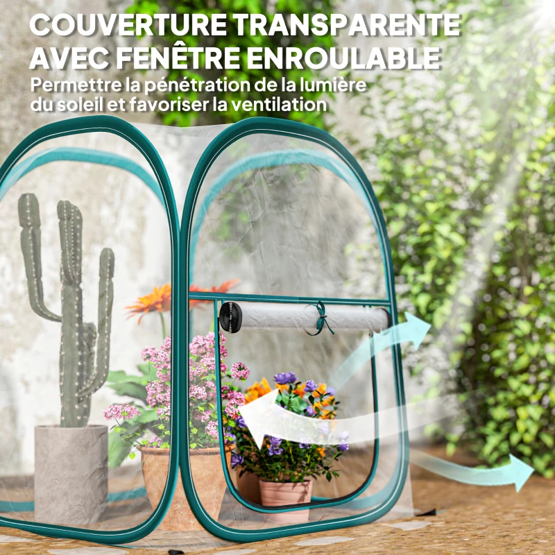 Outsunny Mini serre de jardin, mini pop up serre en PVC transparent, pour intérieur ou extérieur, pour légume, 70 x 70 x 80 cm