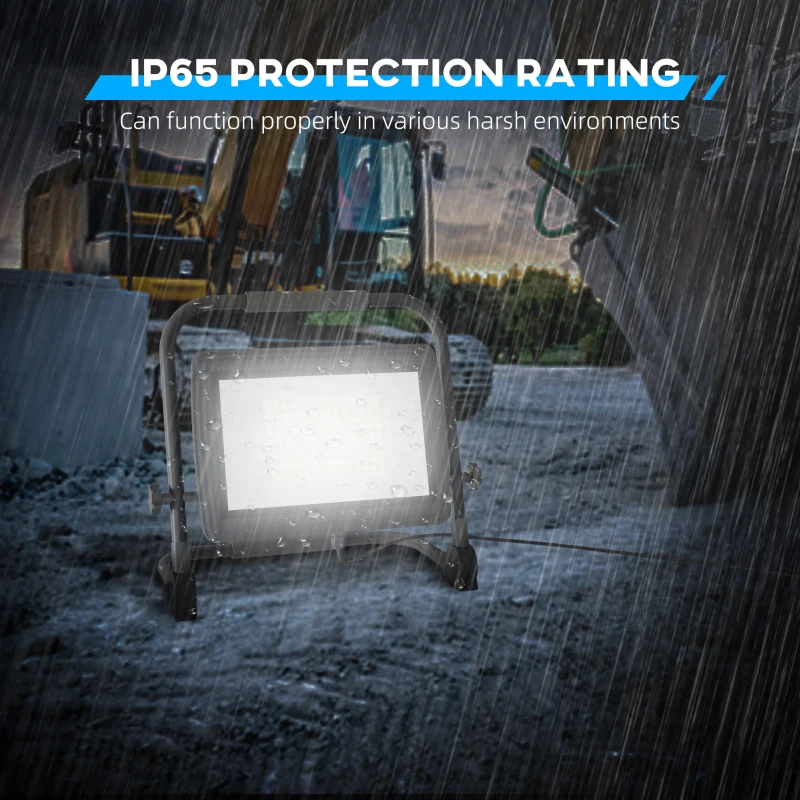 HOMCOM Lampă de Lucru LED, Portabilă și Rezistentă la Intemperii, 35x20x32 cm, Negru