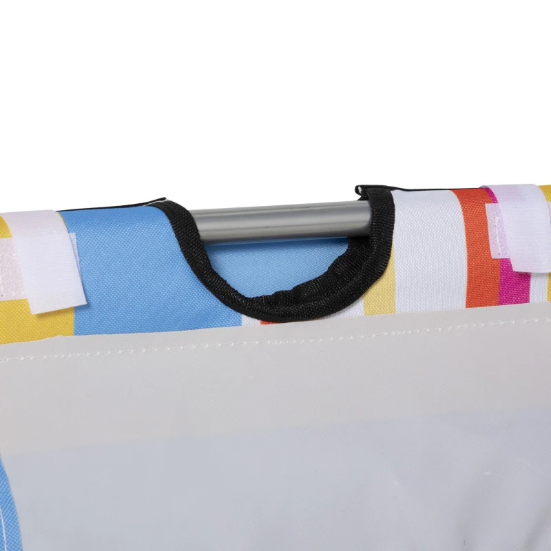 Outsunny Set 2 Șezlonguri de Plajă cu Spătar Reglabil pe 5 Niveluri, Tetieră și Geantă de Transport, 124x53x35-45 cm, Multicolor