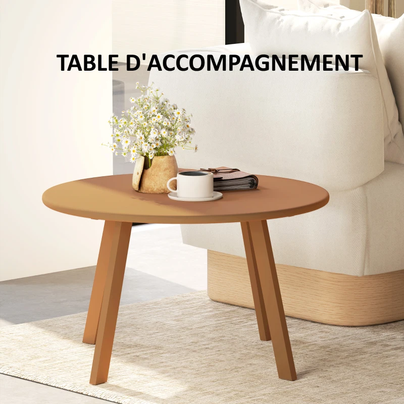 Outsunny Petite table basse ronde, table d'appoint avec patins antidérapants, cadre en métal, pour jardin, Ø 70 x 42 cm, orange