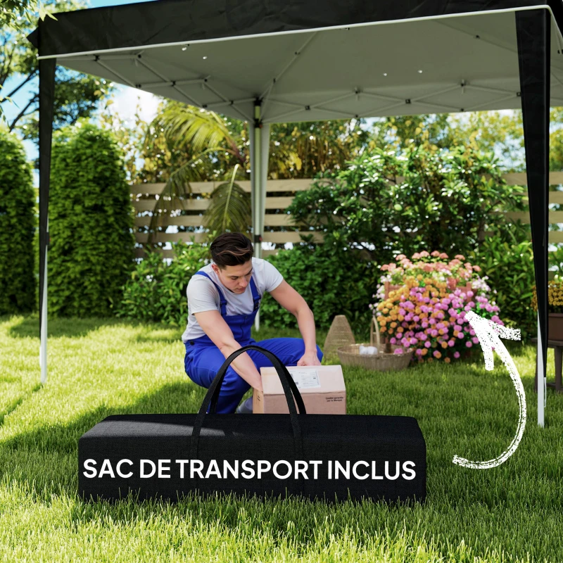 Outsunny Pavilion Pliabil cu Înălțime Reglabilă și Geantă de Transport, 300x300x273 cm, Negru