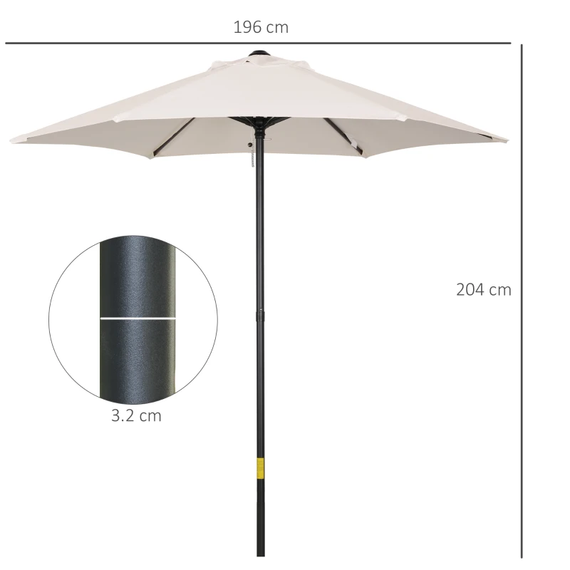 Outsunny Umbrelă de Grădină Înclinabilă cu Orificii de Ventilație și 6 Spițe din Aluminiu, 2x2 m, Alb Crem