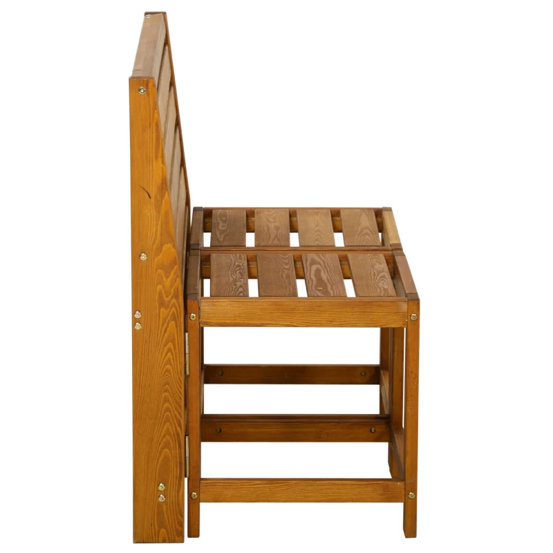 Outsunny Gartenbank für 2 Personen, 2-in-1-Kombination, Tisch mit 2 Hockern, Lärchenholz, wetterfest, Teak