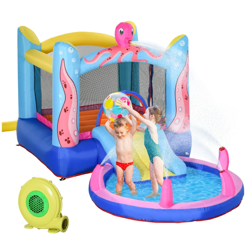Outsunny Castelul Gonflabil pentru Copii cu Tobogan si Piscina, Tematica Mare(m-12)