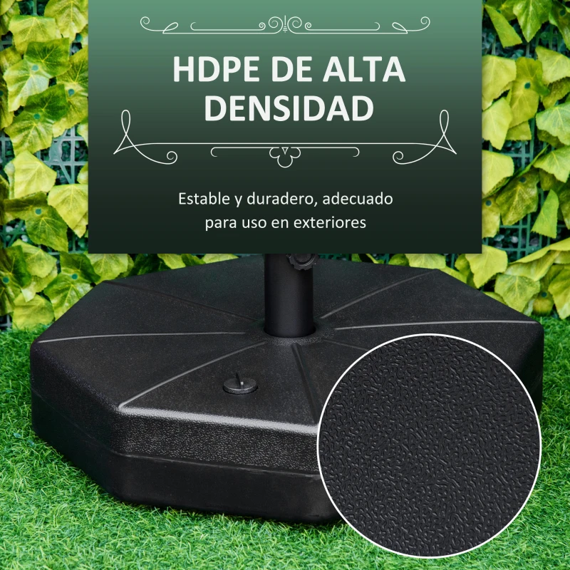 Outsunny Base para Chapéu de Sol Portátil Base para Chapéu de Sol Recarregável para Mastros de Φ3,8cm e  Φ4,8cm  Preto
