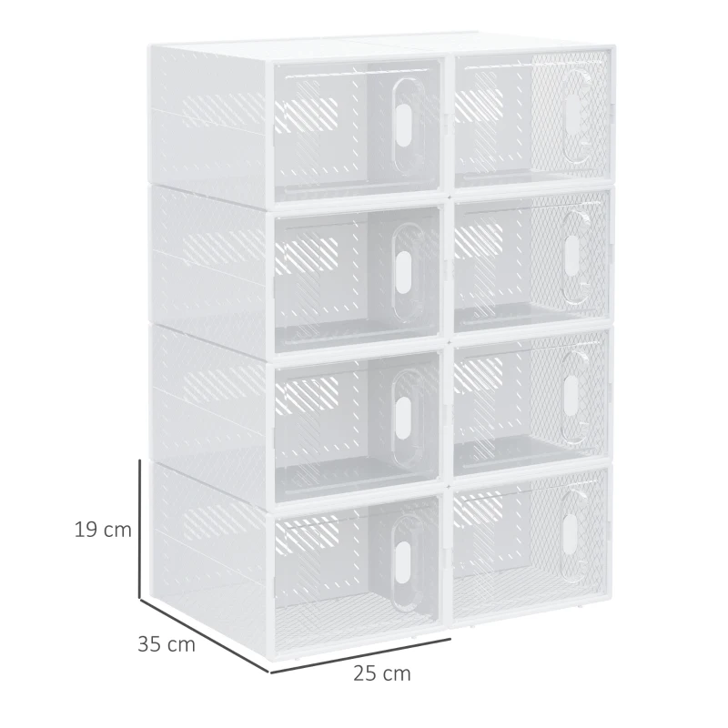 HOMCOM Modulares Regalsystem mit 8 Fächern, Steckregal, 25 cm x 35 cm x 19 cm, Transparent