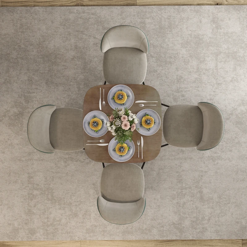 HOMCOM Table à manger pour 4 personne table de cuisine carrée style moderne avec plateau aspect bois, 70 x 70 cm, marron