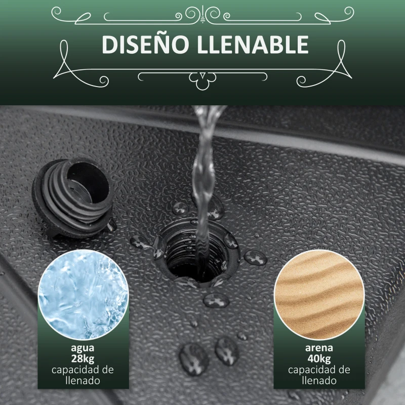 Outsunny Base para Chapéu de Sol Portátil Base para Chapéu de Sol Recarregável para Mastros de Φ3,8cm e  Φ4,8cm  Preto