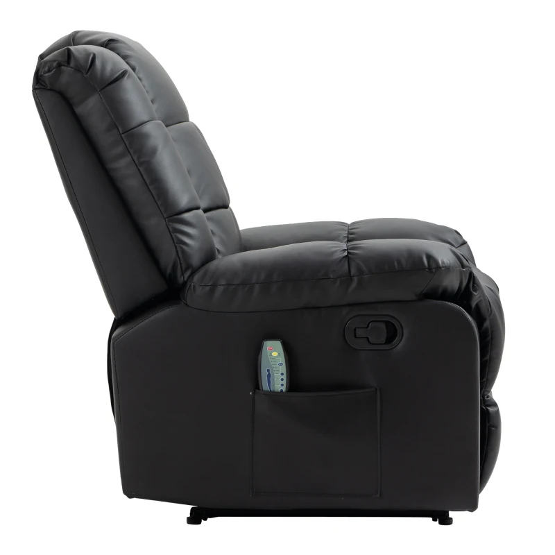 HOMCOM Massagesessel, Relaxsessel, 8 Vibrationspunkte, Liegefunktion, Kunstleder, schwarz, 94x99x99cm