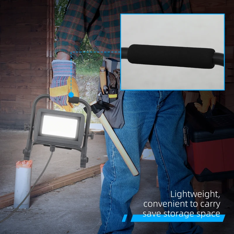 HOMCOM Lampă de Lucru LED, Portabilă și Rezistentă la Intemperii, 25,5x16x25,5 cm, Negru