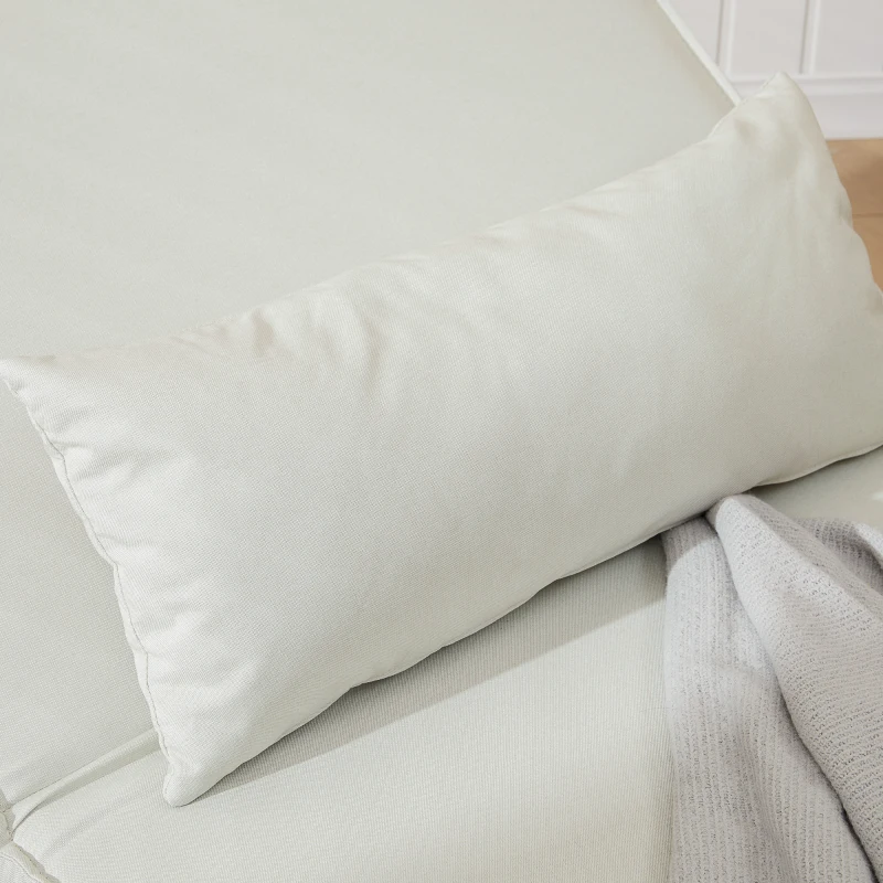 HOMCOM Einzelsofa Schlafsofa Sofabett Klappsofa verstellbar Rückenlehne Liege nordisch skandinavisch 25D Schaumstoff Haus Leinenimitat Tannenholz Cremeweiß 94 x 78 x 80 cm