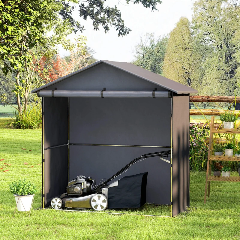 Outsunny Cort Garaj cu Intrare Rulabilă, Corzi și Țăruși, 1.1x2 m, Gri Închis(m-8)