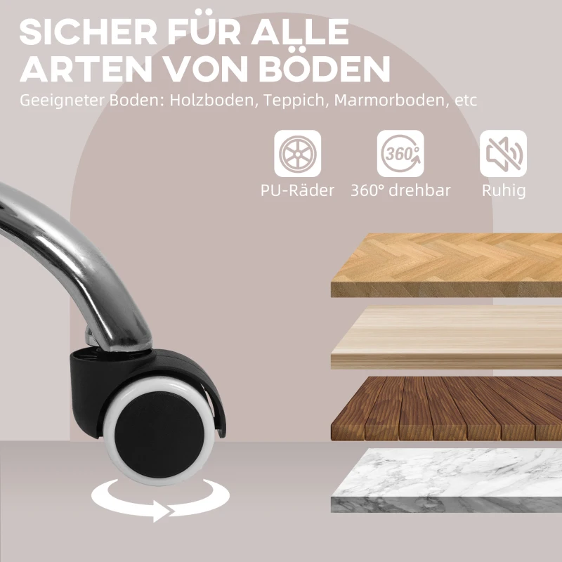 HOMCOM Verstelbare Bureaustoel Draaibaar Homeoffice met Rug- en Armleuning Grijs(m-7)