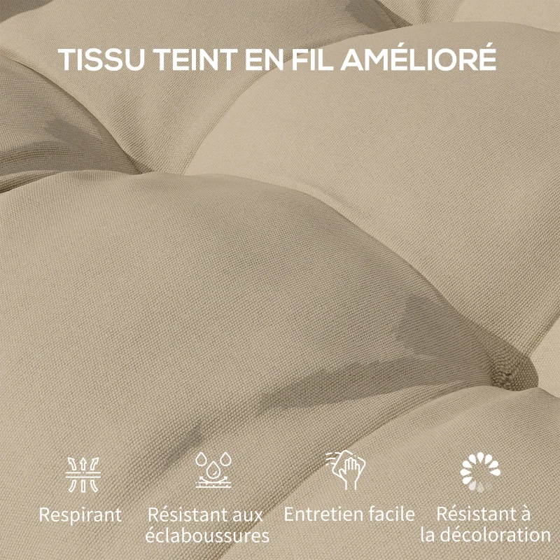 Outsunny Lot de 4 coussins de chaise de jardin, coussins extérieurs capitonné, rembourrage 10 cm avec attaches, 48 x 48 cm kaki