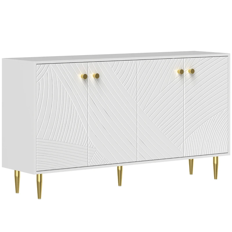 HOMCOM Buffet salon meuble de rangement avec étagères réglables, placards à portes, 140 x 35 x 77,5 cm, blanc