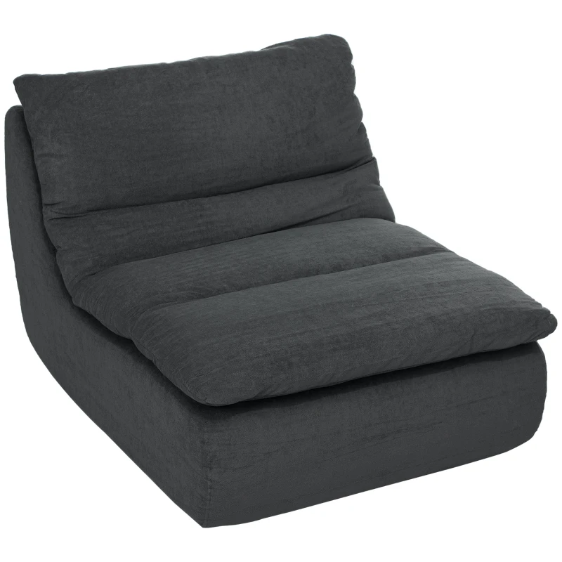 HOMCOM Schuim Vloerstoel, Loungefauteuil met Wasbare Hoes, Loungestoel voor Woonkamer, Slaapkamer, Grijs