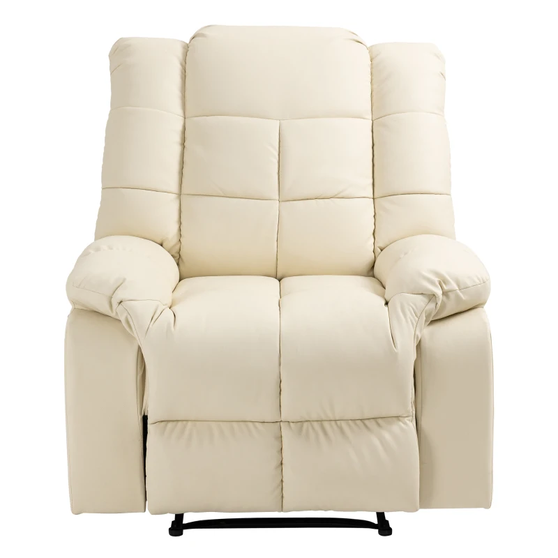 HOMCOM Massagesessel, Relaxsessel, 8 Vibrationspunkte, Liegefunktion, Kunstleder, cremeweiß, 94x99x99cm