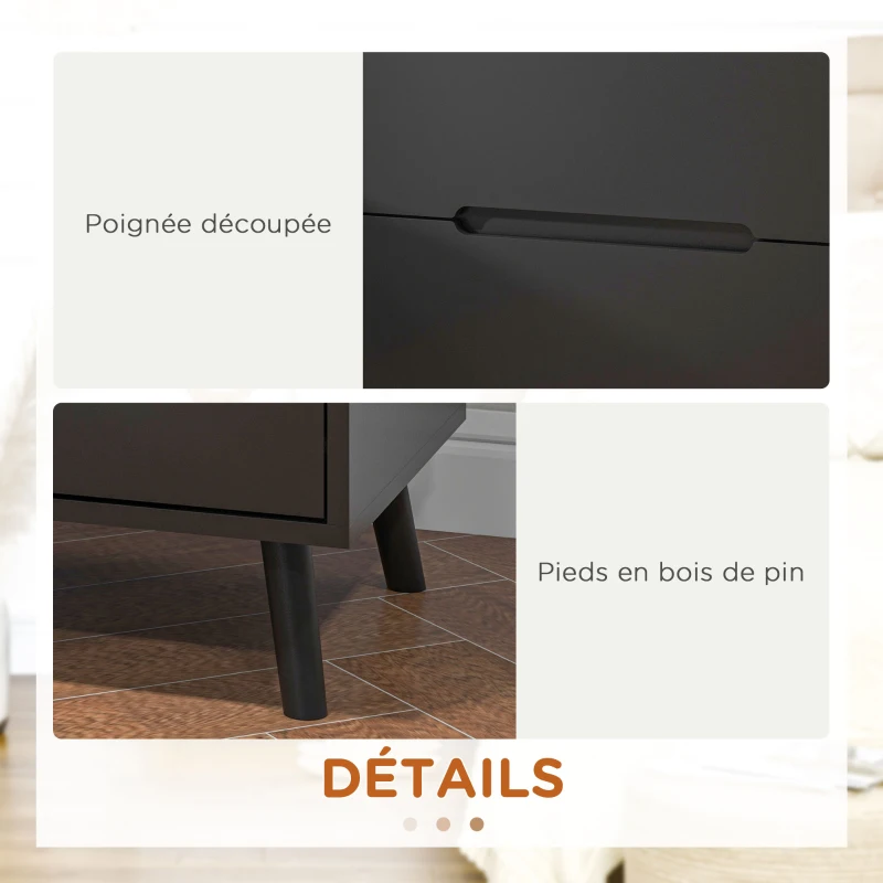 HOMCOM Table de chevet table de nuit avec 2 tiroirs style moderne pour chambre à coucher, salon, 50 x 40 x 50,5 cm, noir