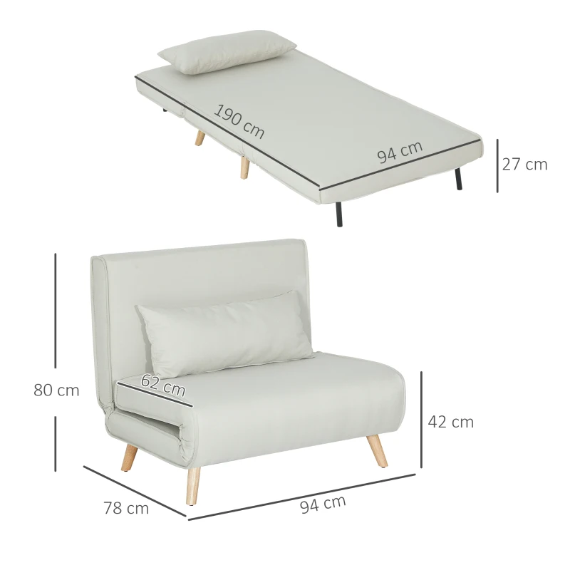 HOMCOM Fotoliu Pat 3 in 1 cu Spatar Rabatabil, Bej(m-3)