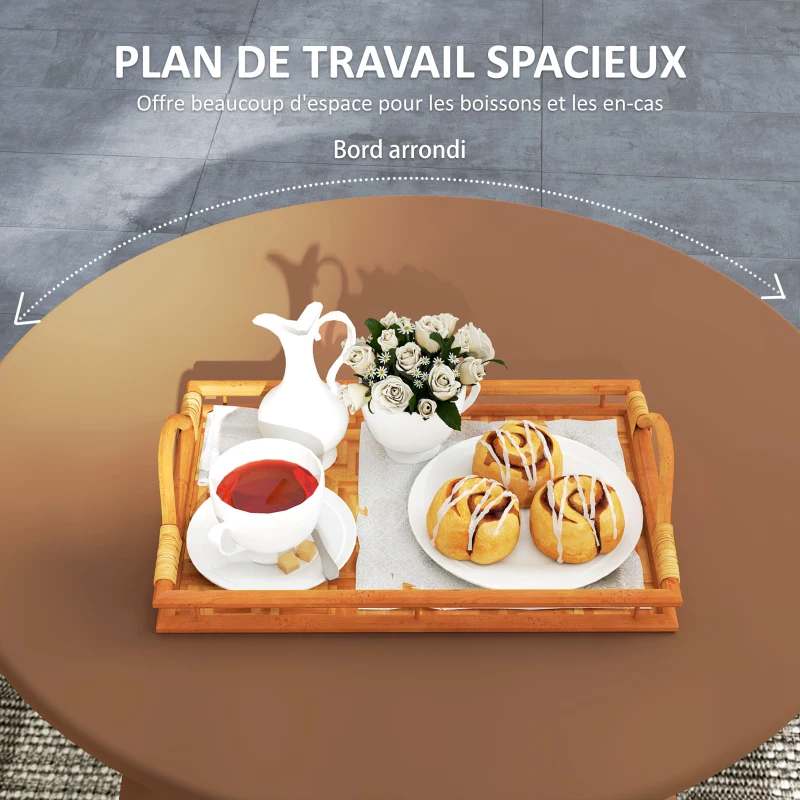 Outsunny Petite table basse ronde, table d'appoint avec patins antidérapants, cadre en métal, pour jardin, Ø 70 x 42 cm, orange