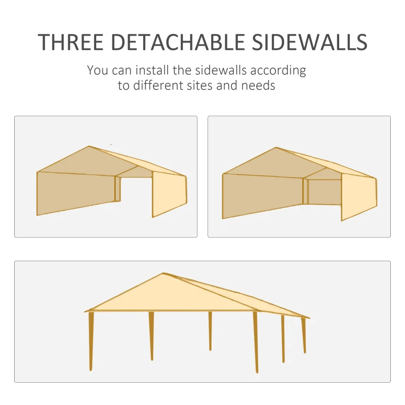 Outsunny Cort de Grădină cu Orificii de Drenaj, Pereți Detașabili și Ferestre, 6x3 m, Verde