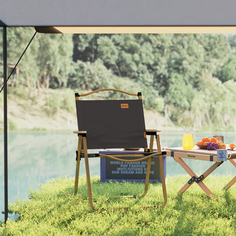 Outsunny Chaise de camping chaise de pêche pliante avec accoudoirs tissu Oxford et structure acier 54 x 59 x 78 cm gris foncé