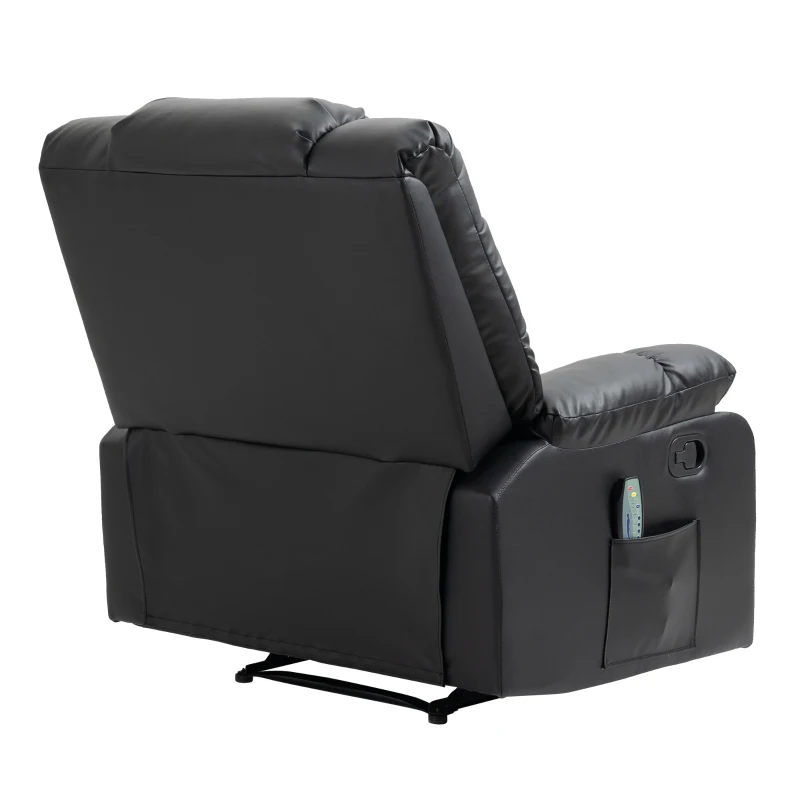 HOMCOM Massagesessel, Relaxsessel, 8 Vibrationspunkte, Liegefunktion, Kunstleder, schwarz, 94x99x99cm