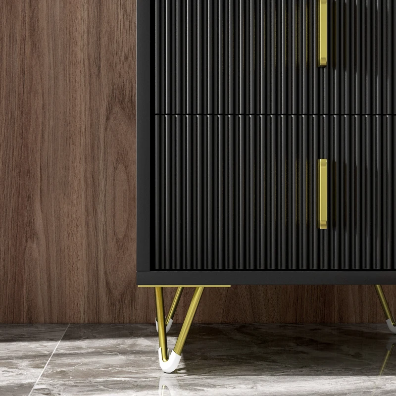 HOMCOM Table de chevet table de nuit avec 2 tiroirs style art déco - 40 x 40 x 47 cm - métal doré et noir