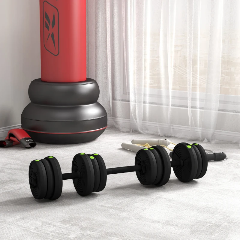 SPORTNOW Set Greutăți 2 în 1 cu Gantere Convertibile în Halteră și Reglabile, 105x20x20 cm, Negru