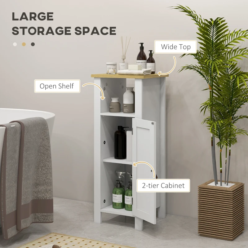 kleankin Slim Bathroom Storage Cabinet - White
