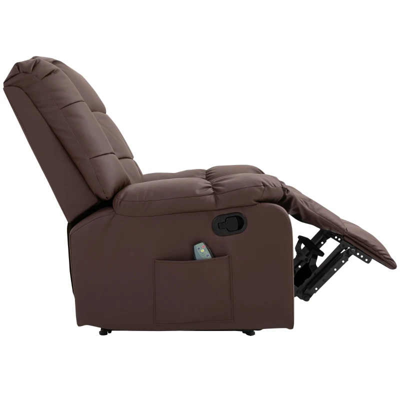 HOMCOM Massagesessel neigbar mit Fernbedienung 94 x 99 x 99cm Kunstleder Braun