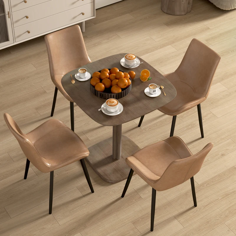 HOMCOM Table à manger pour 4 personne table de cuisine carrée style moderne avec plateau aspect bois, 70 x 70 cm, marron